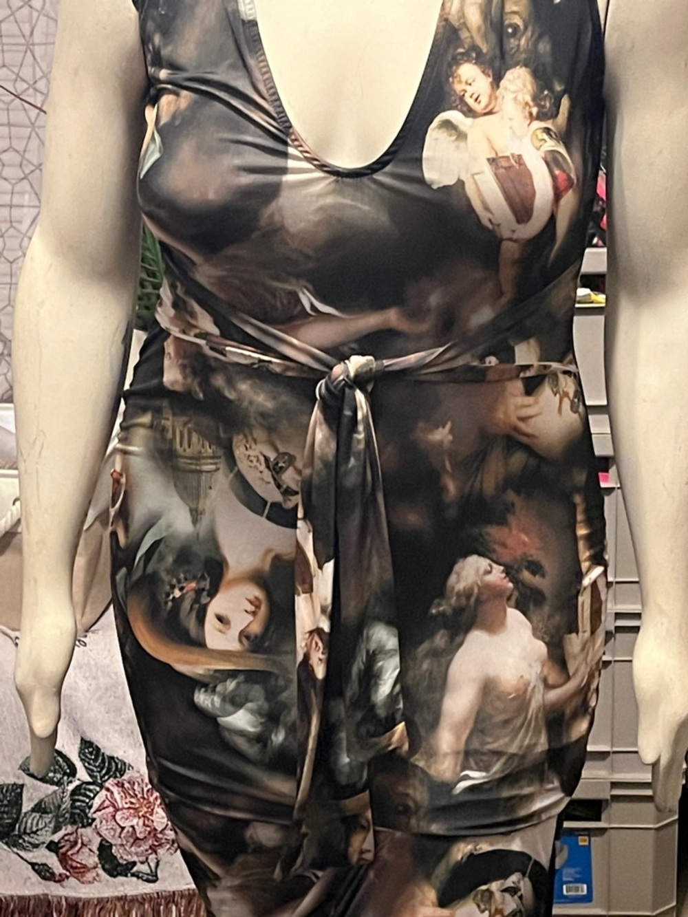 Fashion Nova Plus Size Black and Brown Renaissance Print Maxi Dress - Picture 2 of 5